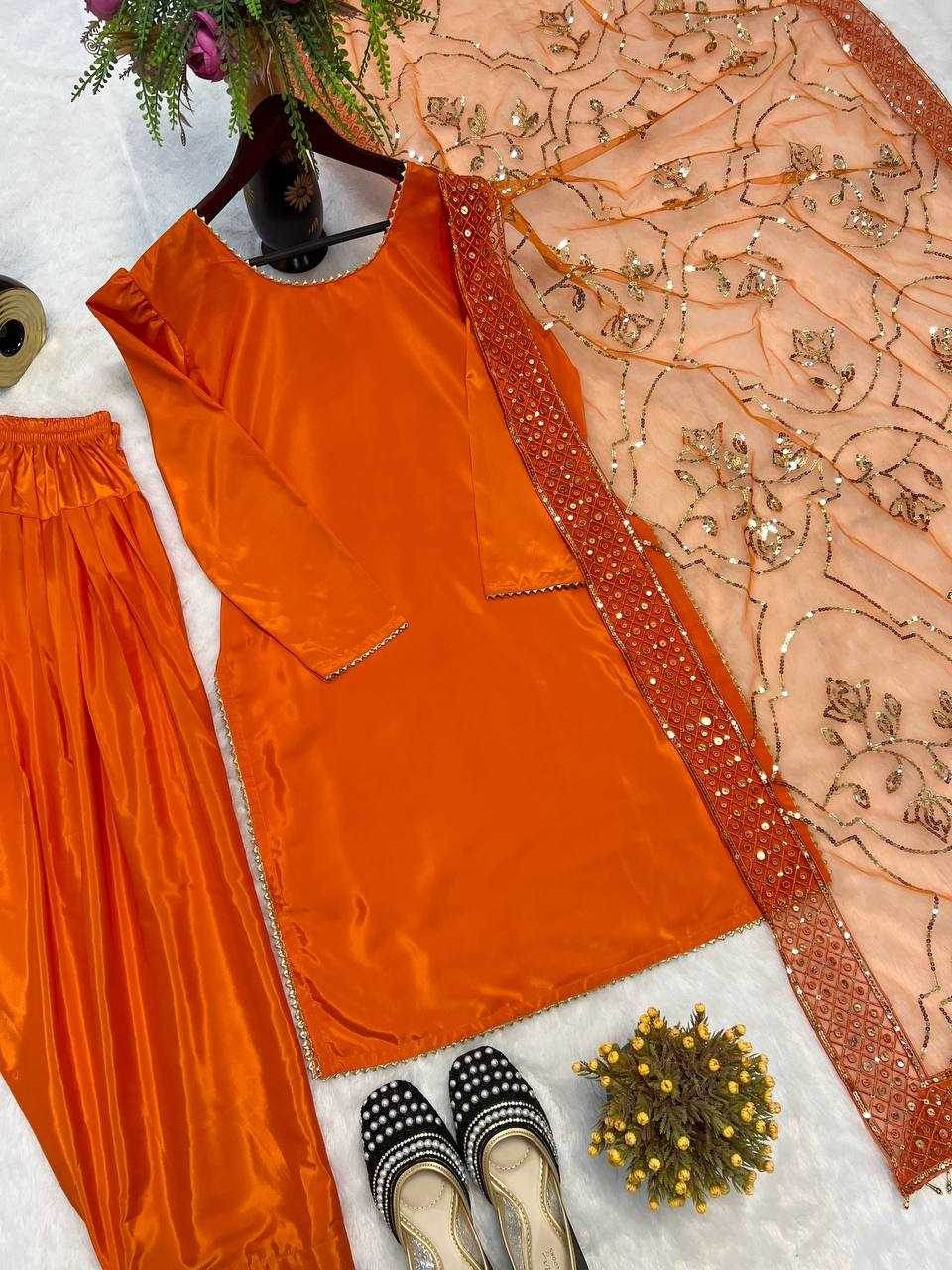 Crepe Silk Ladies Party wear Designer Suit - MYLUXURY LANE ENTERPRISE
